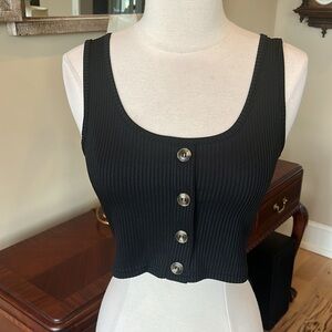 Black Ribbed Crop Top